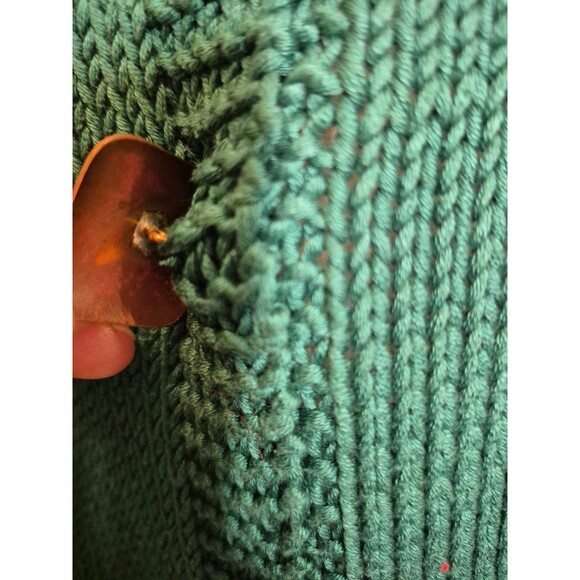 Handmade VTG Art Sweater Pullover Peplum Sweater Enamaled Buttons Green Sz O/S - Picture 4 of 6